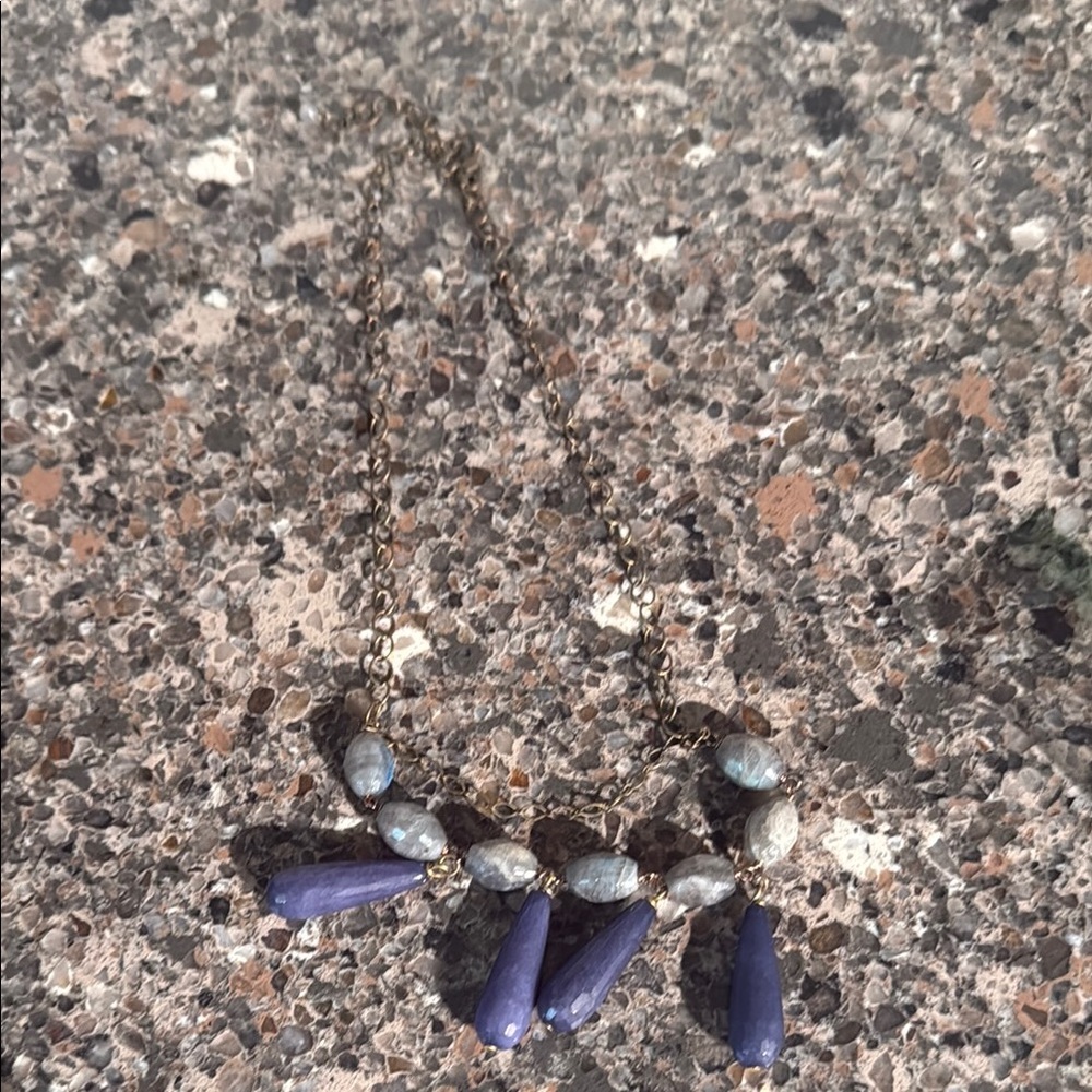 Anthropologie Blue and Silver Necklace with Elegant Design